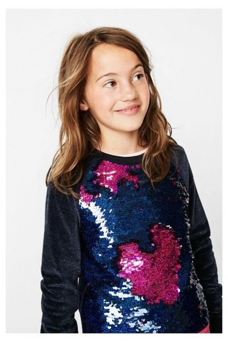 Desigual kids EPICURO sweatshirt reversible sequins sparkly velour size 9-10